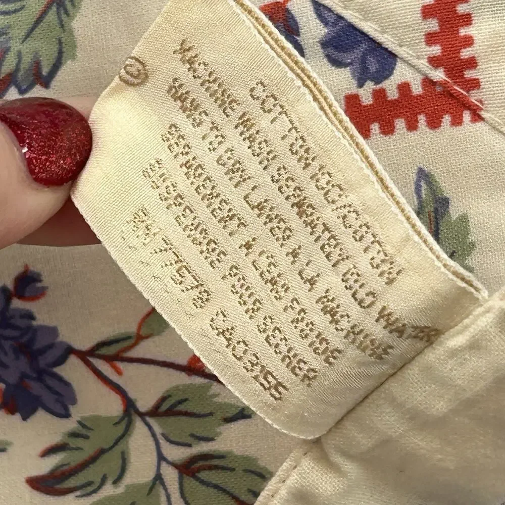 April Cornell Cotton Tablecloth 4ft Square Plaid Floral Blue Purple Cottage Core